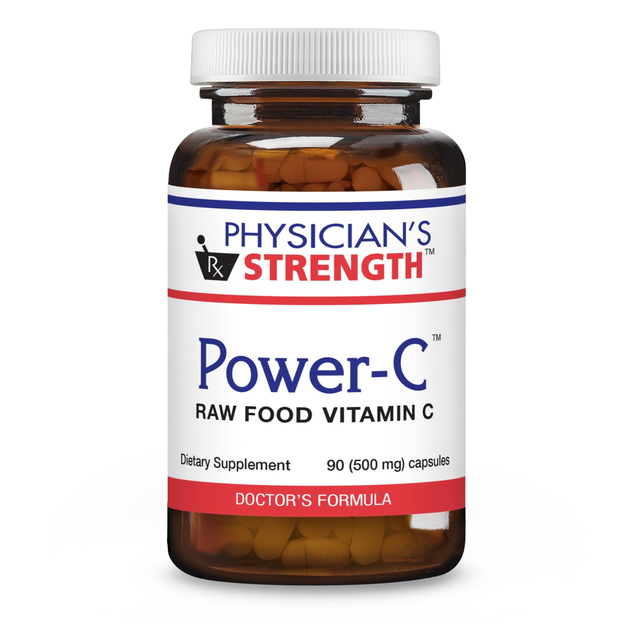 Power-C: bouteille de gélules vitamine C naturelle prête à l'emploi.