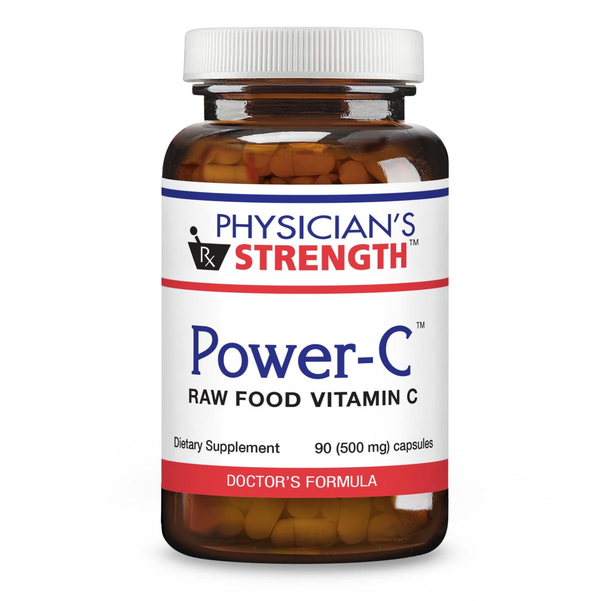 Power-C: bouteille de gélules vitamine C naturelle prête à l'emploi.