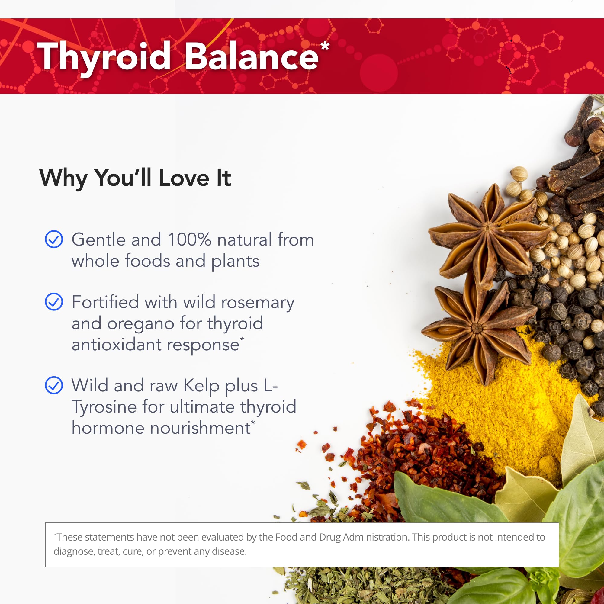 Capsules ThyroPower avec Tyrosine, Romarin et Origan pour le soutien antioxydant et l'équilibre.