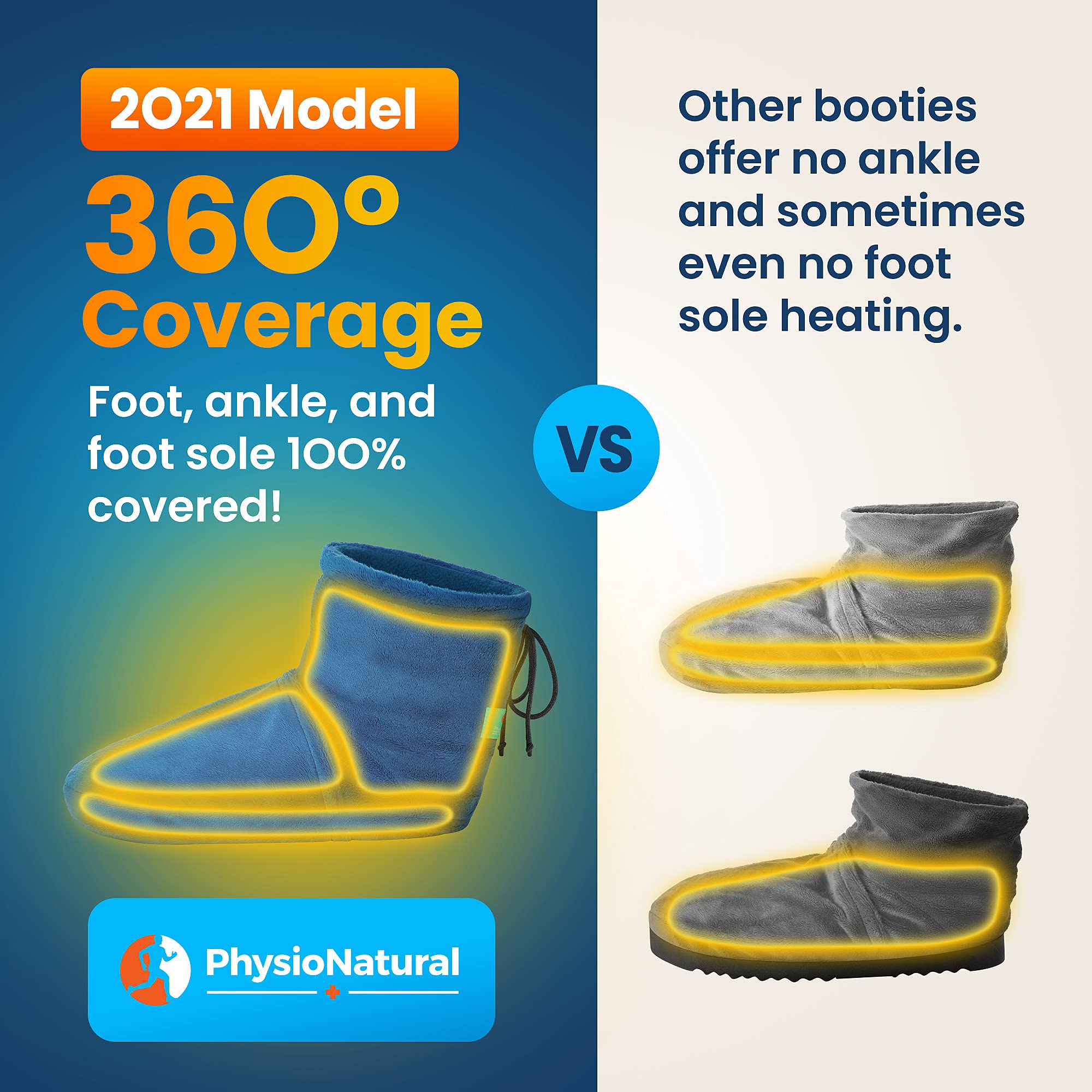 PhysioNatural chaussons chauffants pieds détails des grains naturels et argile