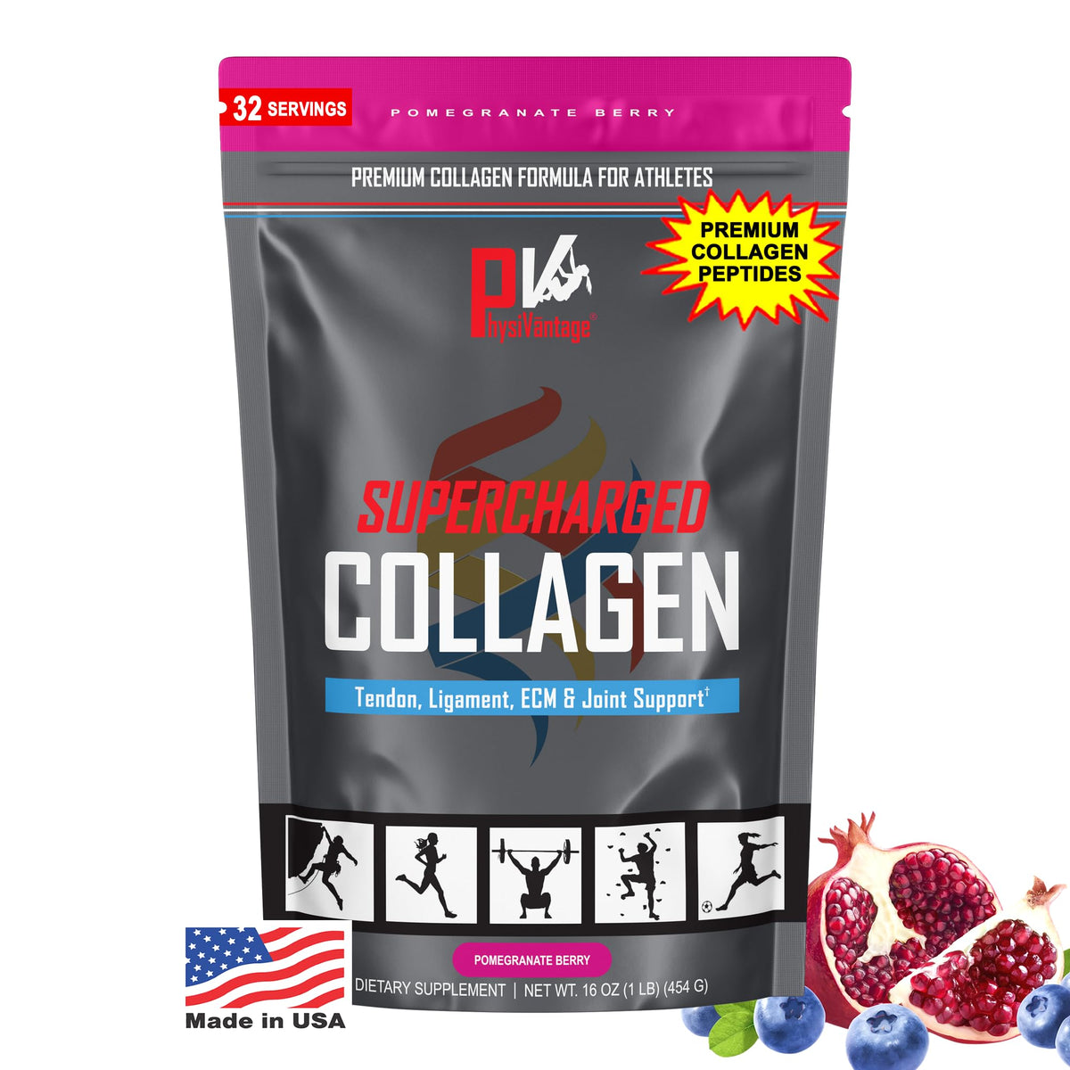 PhysiVantage sachet-collagene hydrolyse, soutien potentiel des articulations et de la peau.