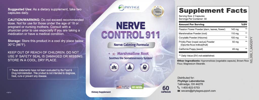 Phytage Labs Nerve Control 911 — formule a absorption maximale dans des gelules