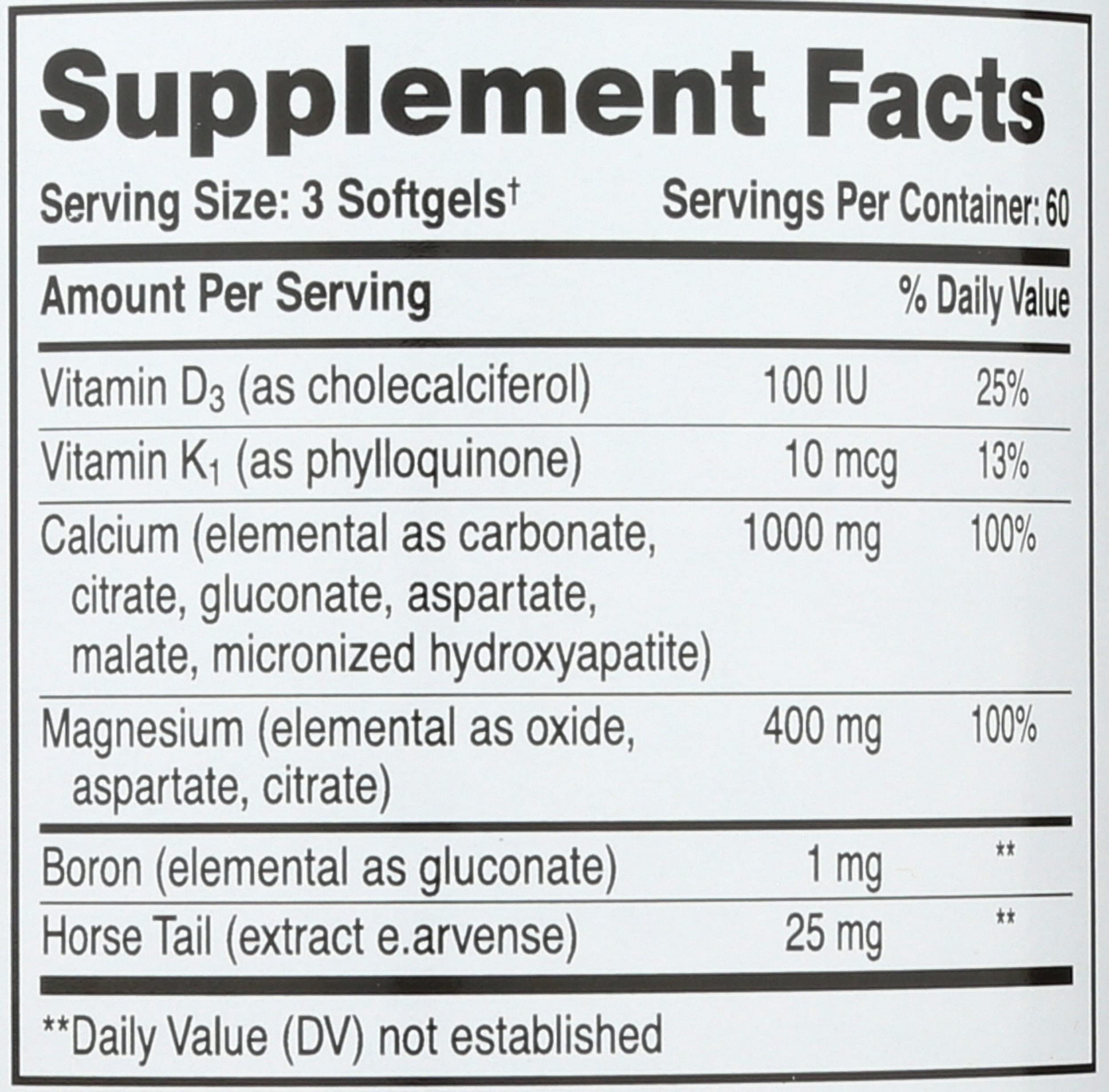 Étiquette indiquant 1000 mg pour Phyto-Therapy Calcium Magnesium.