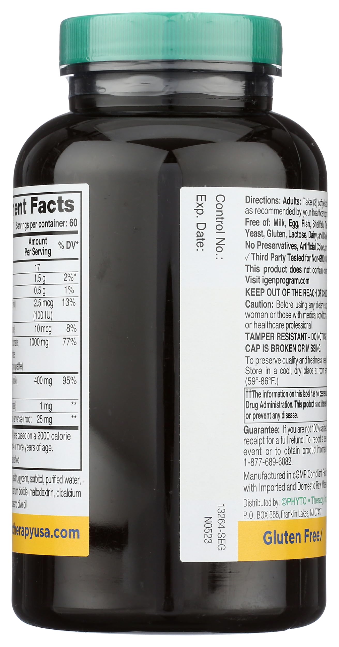 Gros plan sur les gélules Phyto-Therapy calcium magnesium, dosage facile.