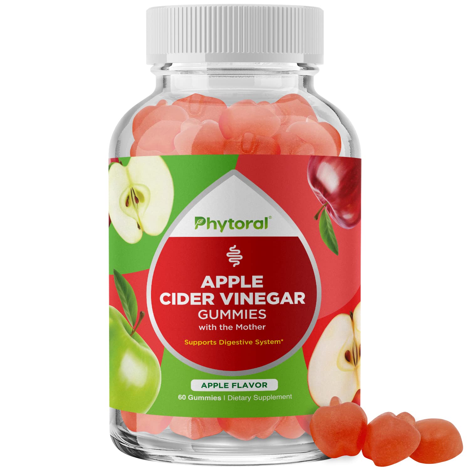 Phytoral gommes vinaigre de pomme mère – bouteille visible, soutien immunitaire potentiel et énergie.