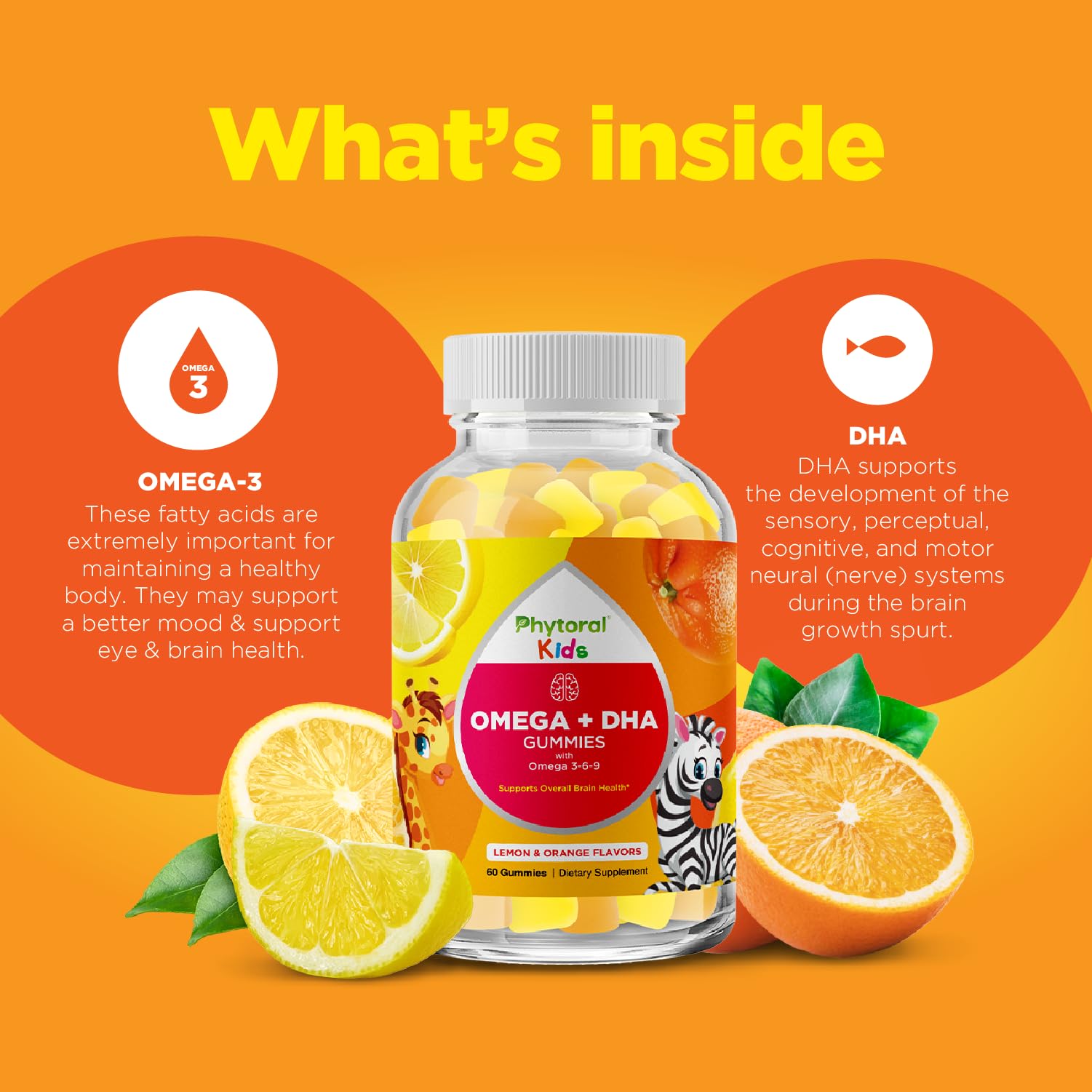 Texture fruitée des gommes Phytoral Omega DHA pour enfants