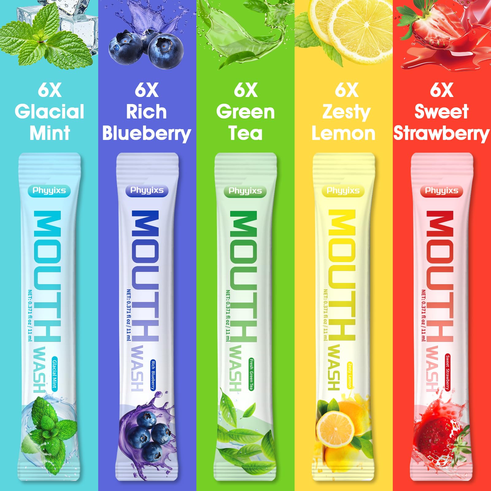 Phyyixs bain de bouche saveur bleuet riche: souffle frais et fruité