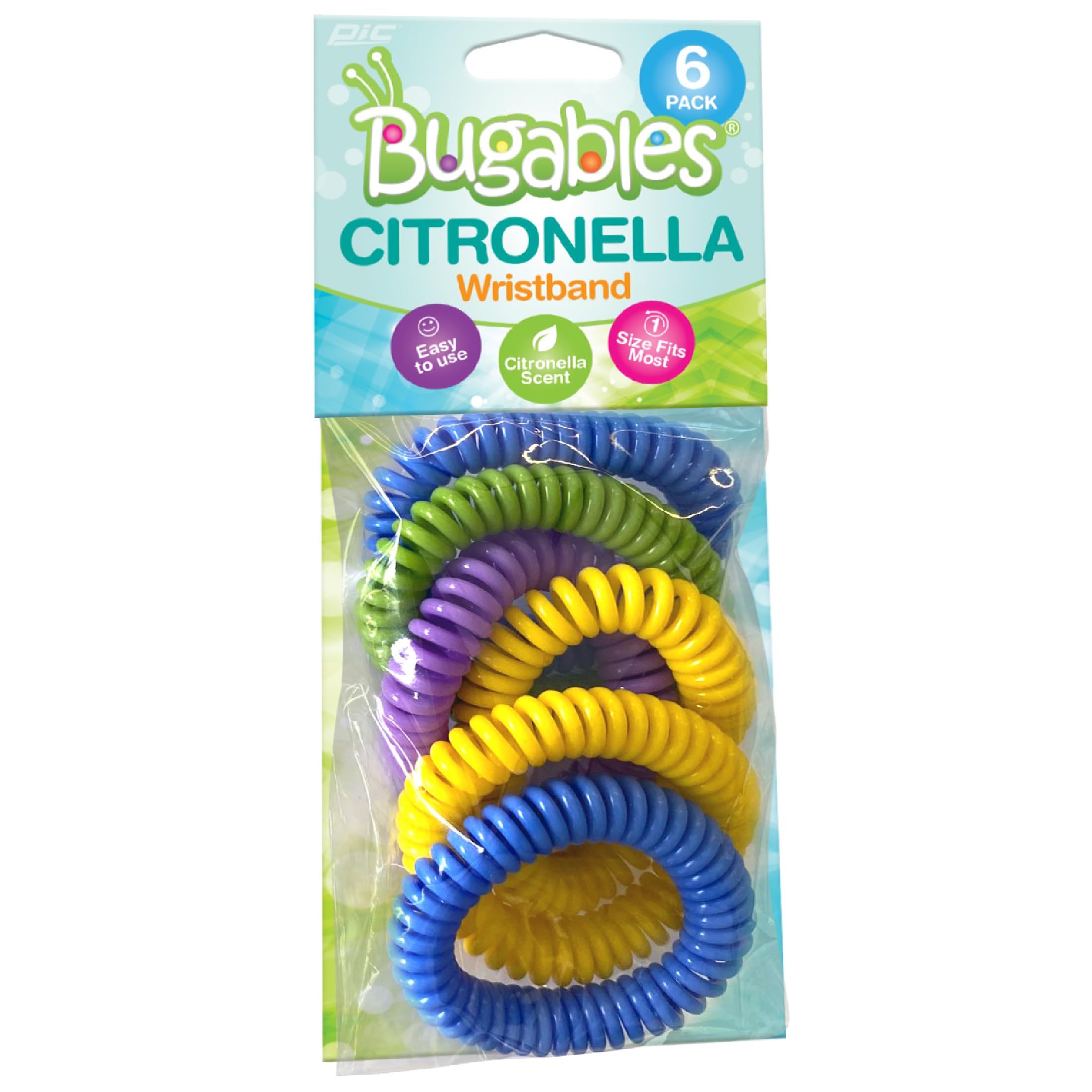 Bracelets PIC spirales citronnelle, pack 10 prêt pour sorties en plein air.