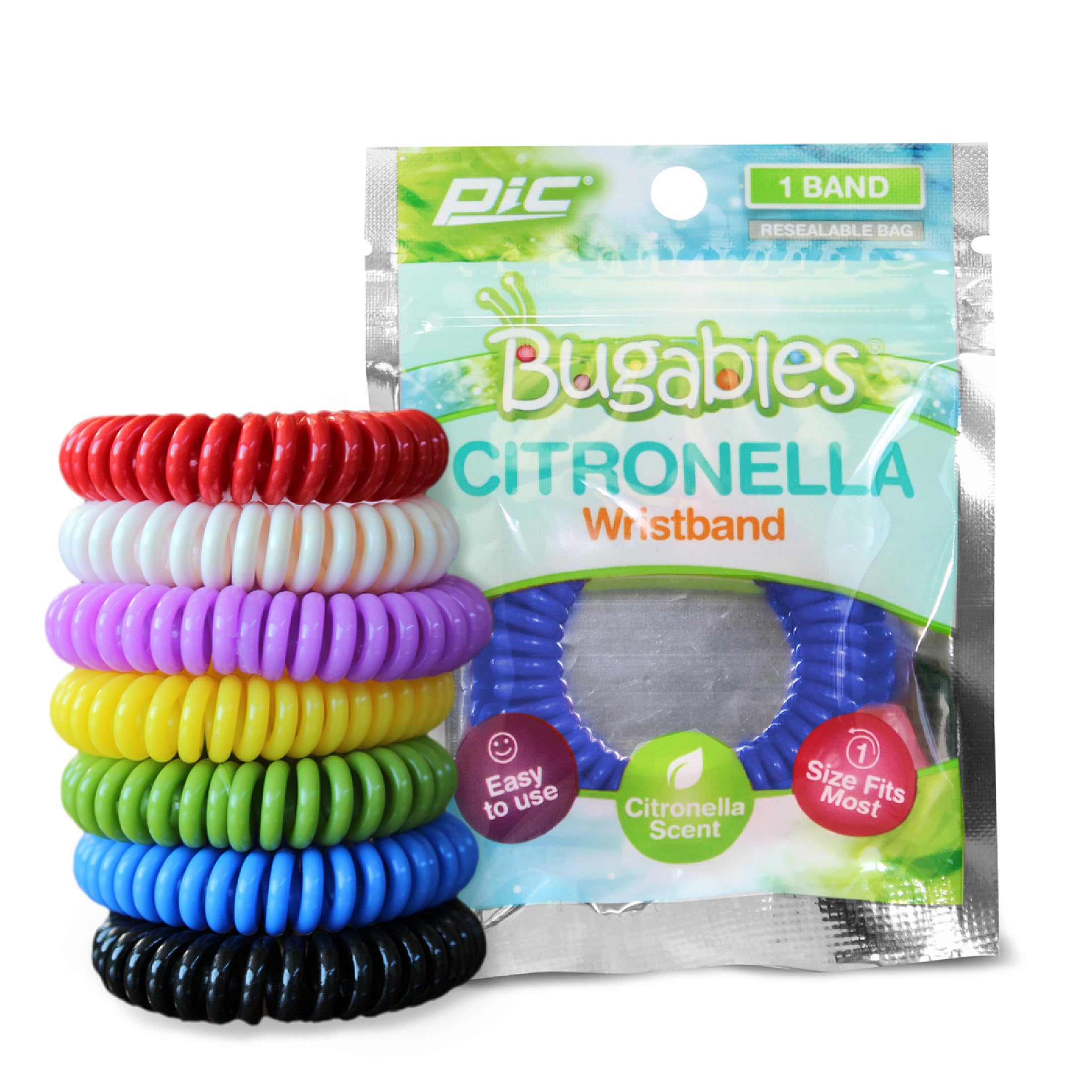 PIC Bracelets Citronnelle en spirale, parfum durable pour le poignet.