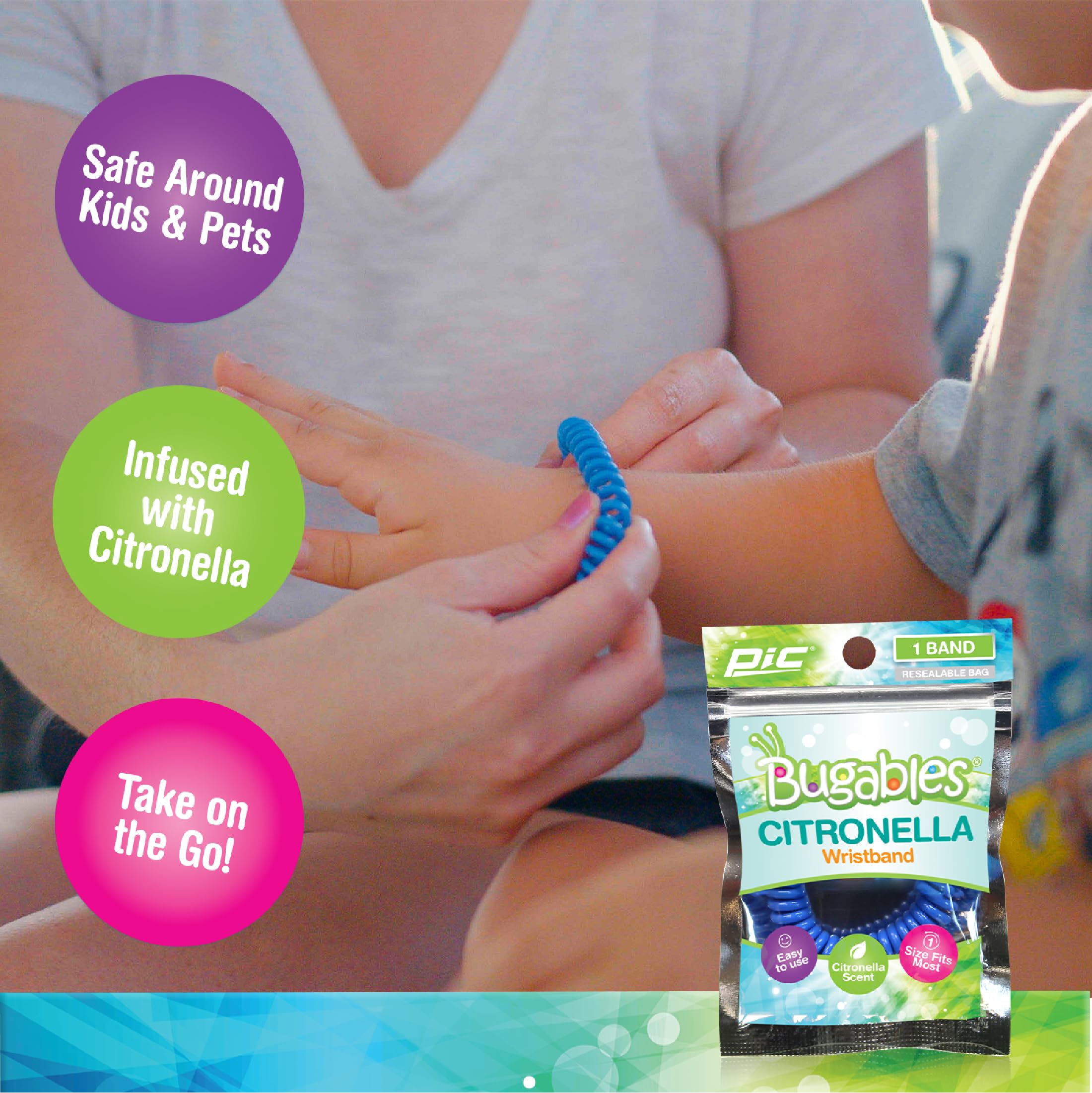 PIC Bracelet citronnelle idéal pour voyages et randonnées en extérieur.