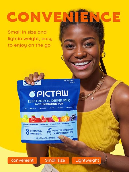 Pictaw Électrolytes Poudre Fruit de la Passion, hydratation portable pour séances en plein air.