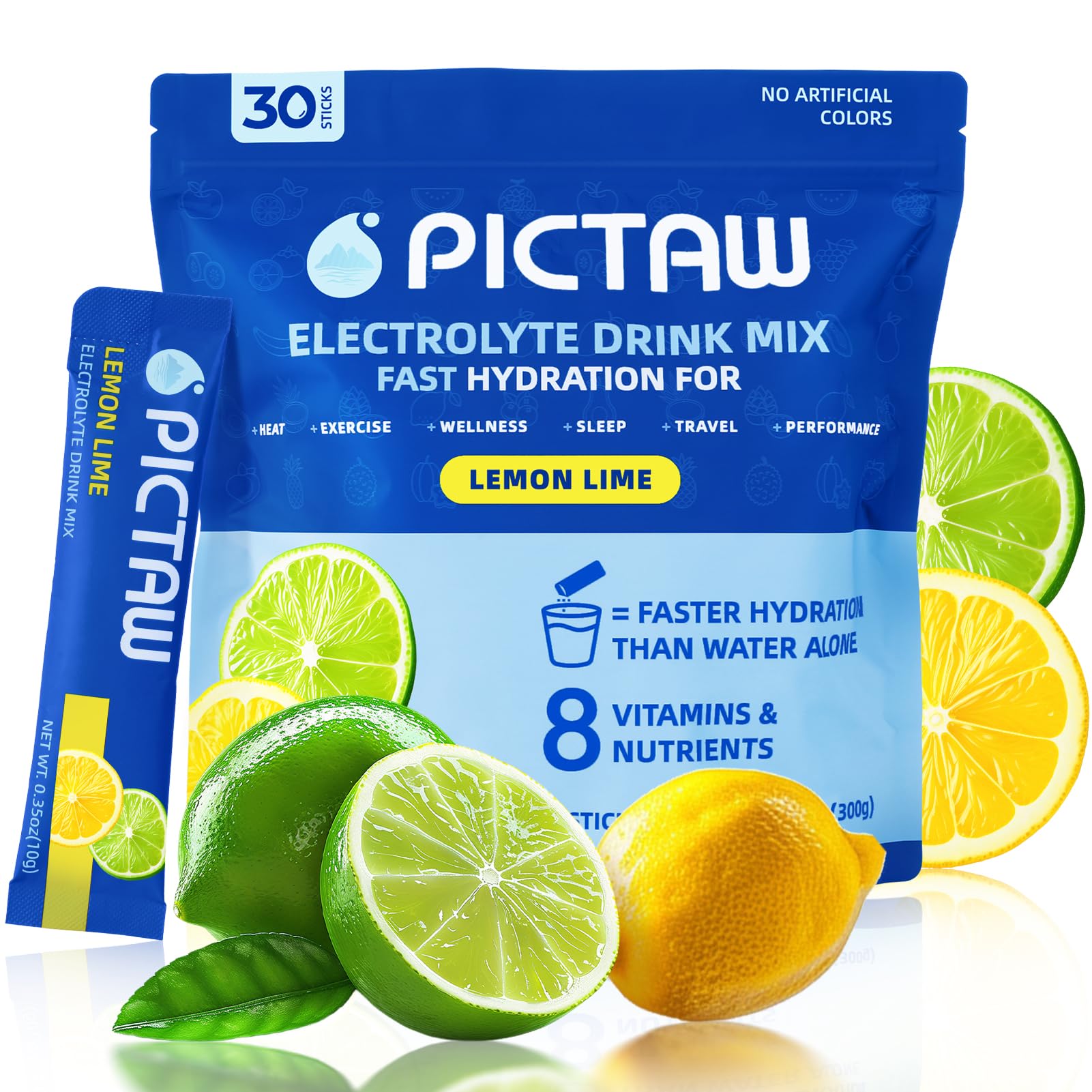 PICTAW sachets électrolytes prêts à l'emploi pour hydratation rapide