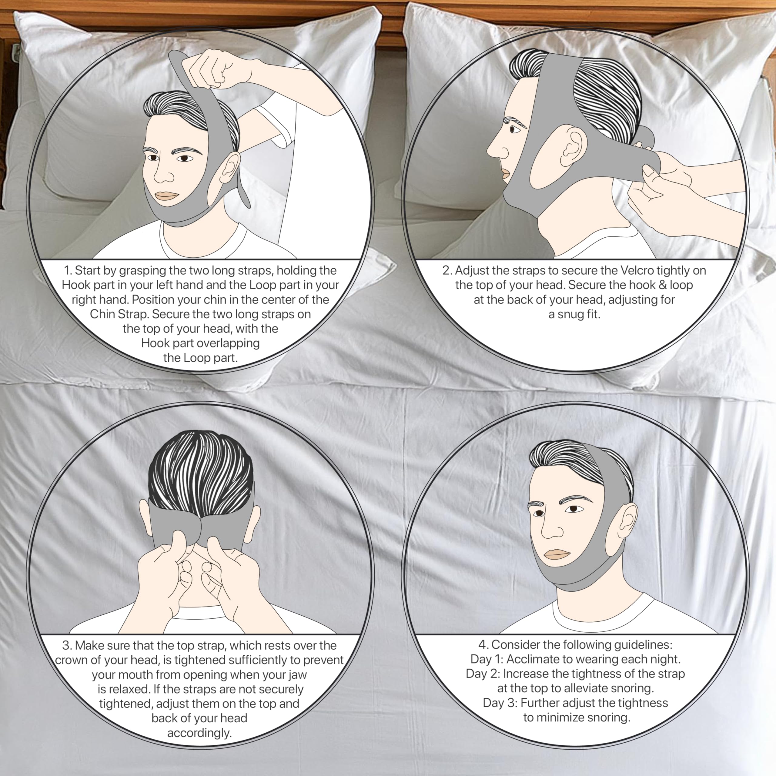 PIDOTI mentonnière : compatible CPAP pour une utilisation simple.