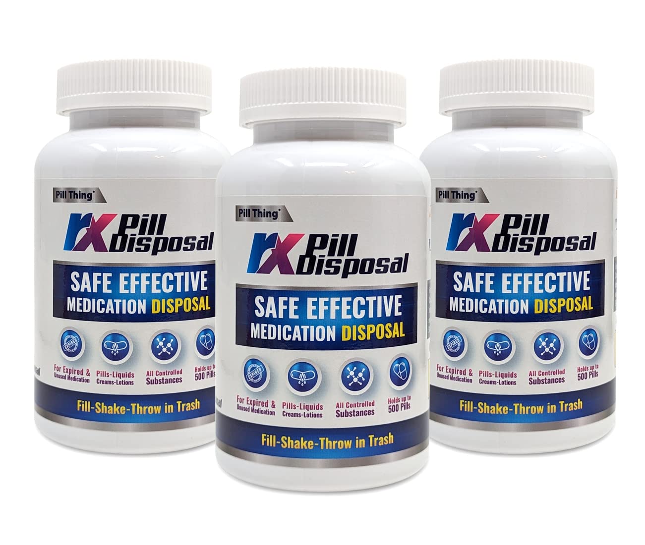 Pill Thing RX Disposal, bouteille 17oz prête à détruire des pilules en toute sécurité.
