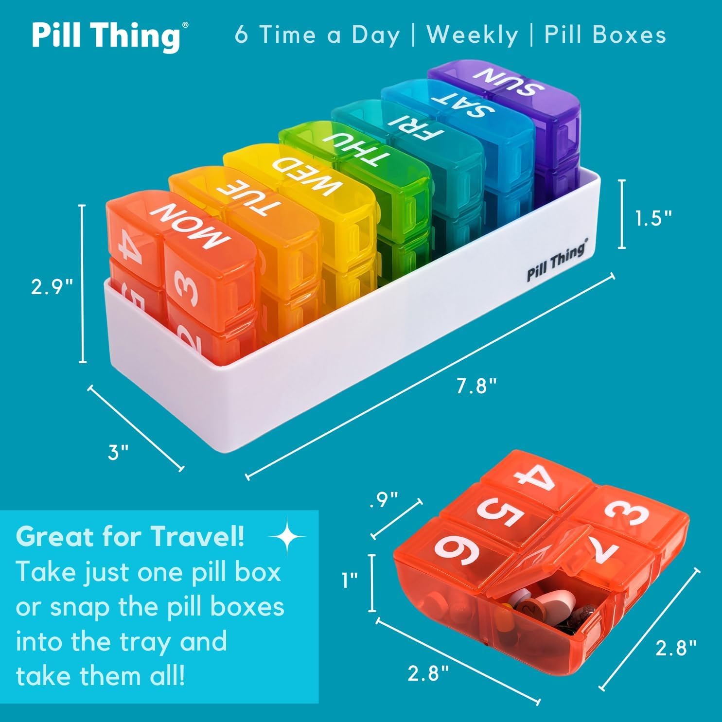 PILL THING: tiroir-dose avec fond en cuillère pour retirer facilement.