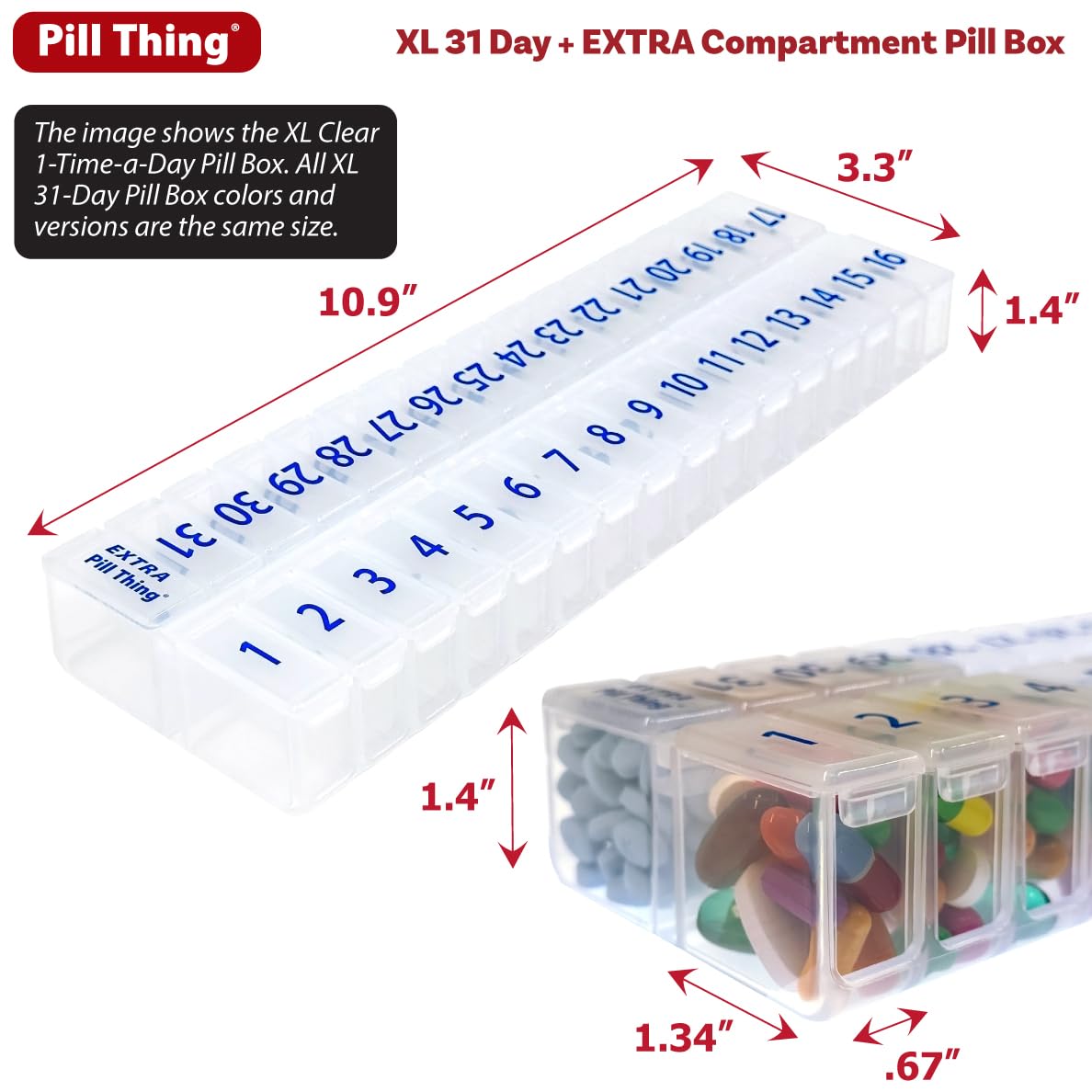 PILL THING XL chiffres grands et lisibles pour suivre les doses.