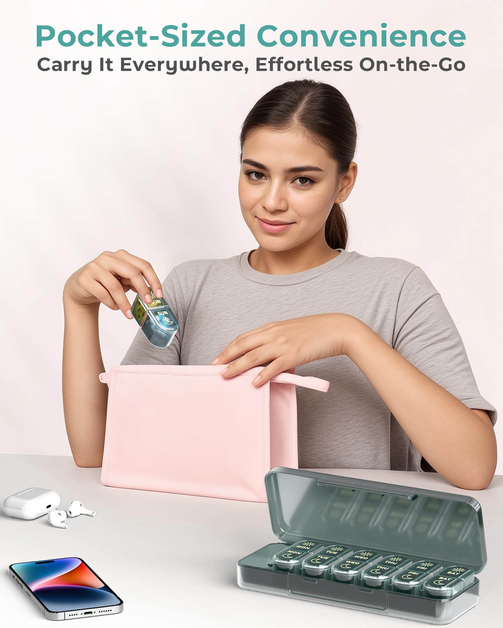 Pillex Capacité 18 tablettes, pratique pour oméga-3 et vitamines.