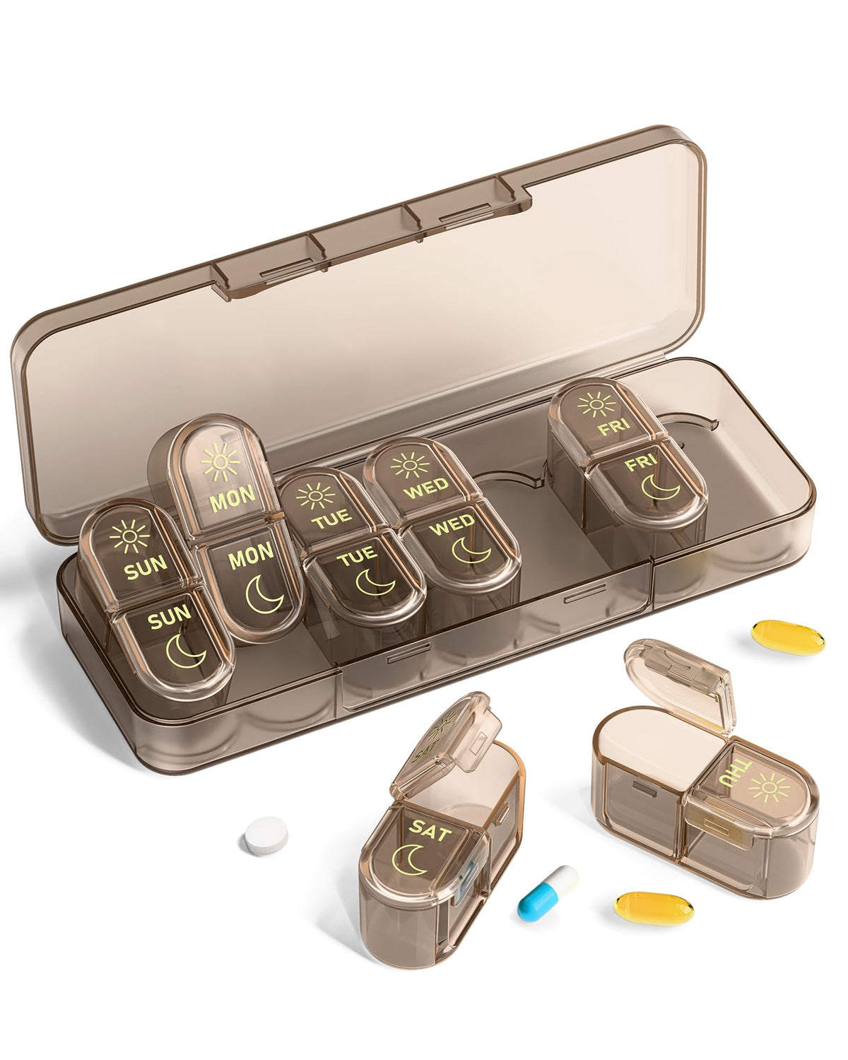 Pillex organisateur pilules semaine 2 fois, pratique pour vos prises quotidiennes.