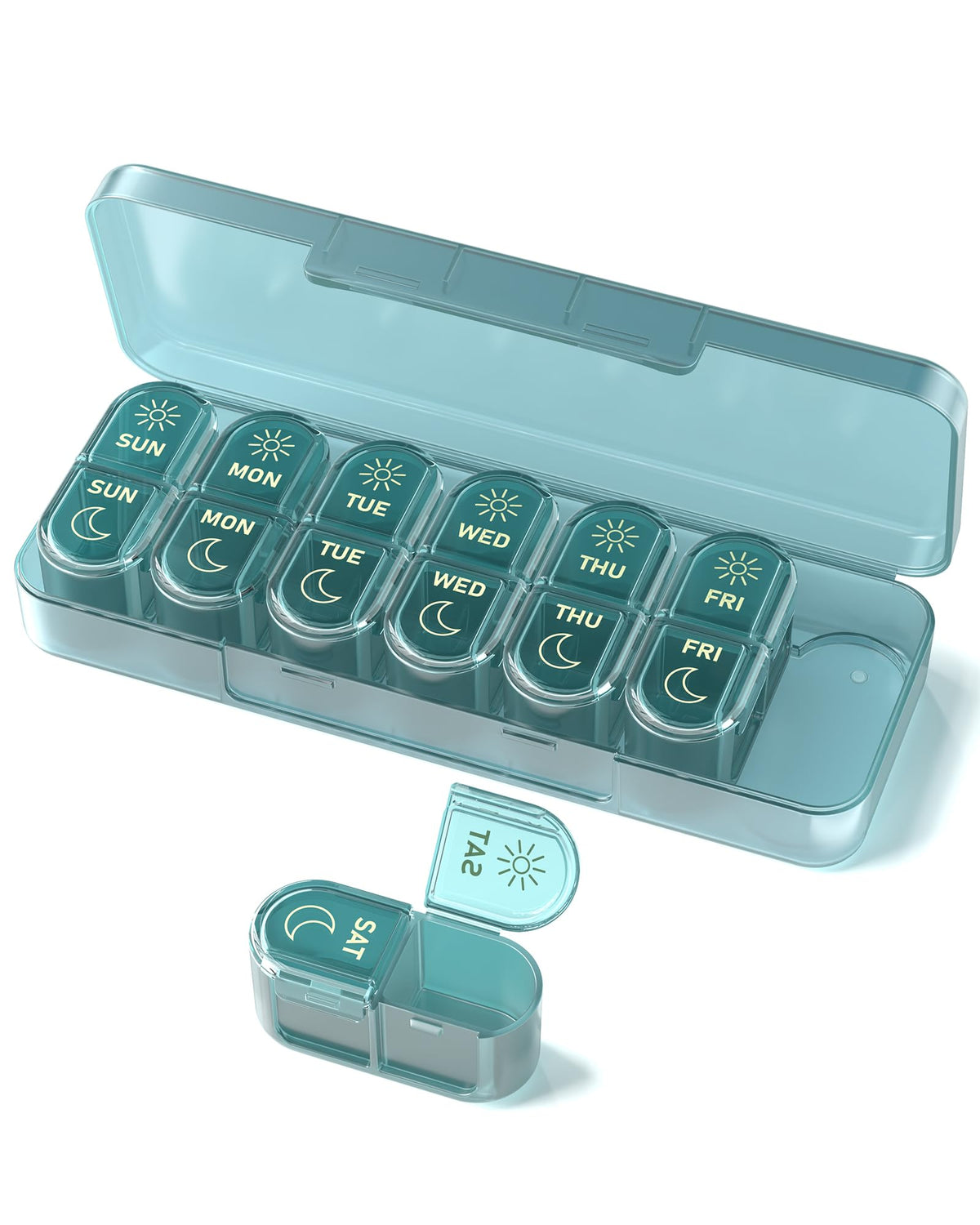 Pillex organise les pilules avec une ouverture à plat facilitant le chargement.