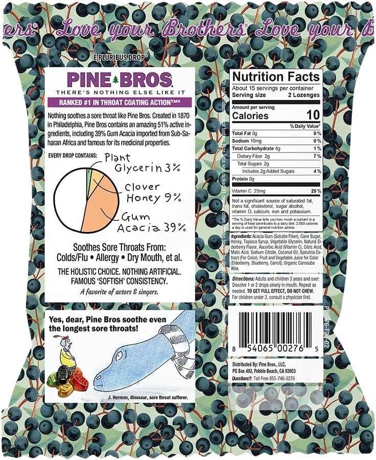 Texture molle des Pine Bros Drops, dissolution lente pour un apaisement progressif.