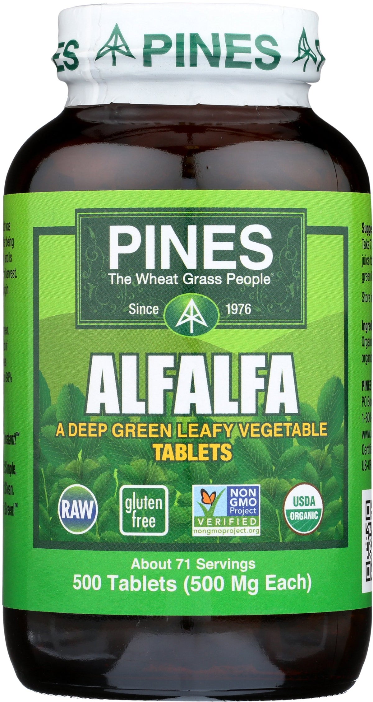 Pines Alfalfa – emballage clair démontrant la vérification sans OGM