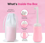 Pink Alley bidet portable, bec angulé pour rinçage précis.
