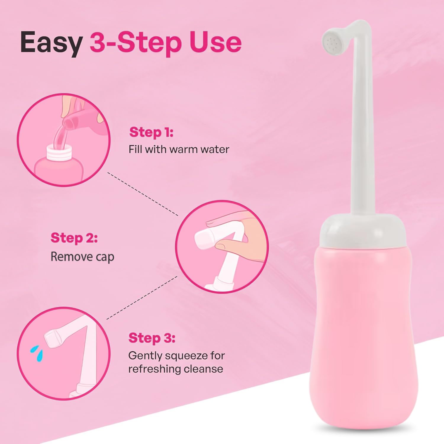 Pink Alley bidet voyage, idéal pour vacances et camping.