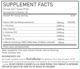 PINK NUTRABUMP Pre‑Workout fraise kiwi — liste d'ingrédients clairs et transparents.