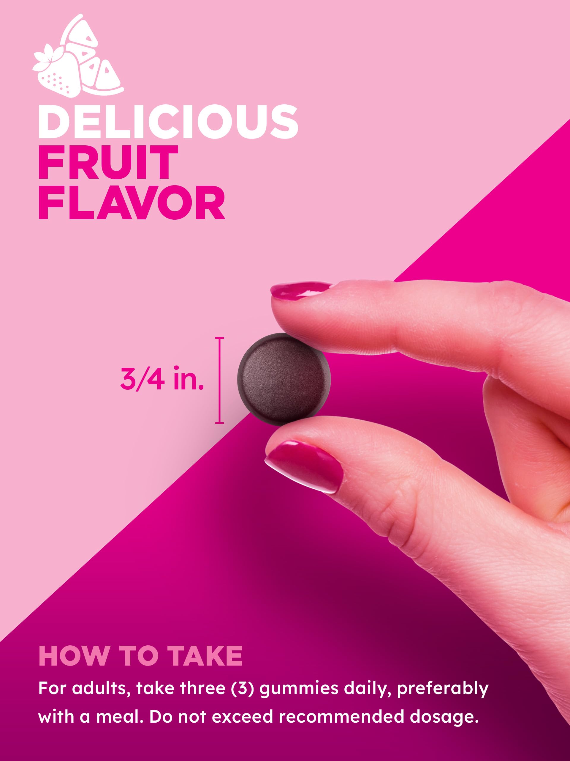 PINK Prenatal Gummies emballage sans OGM et sans gluten.