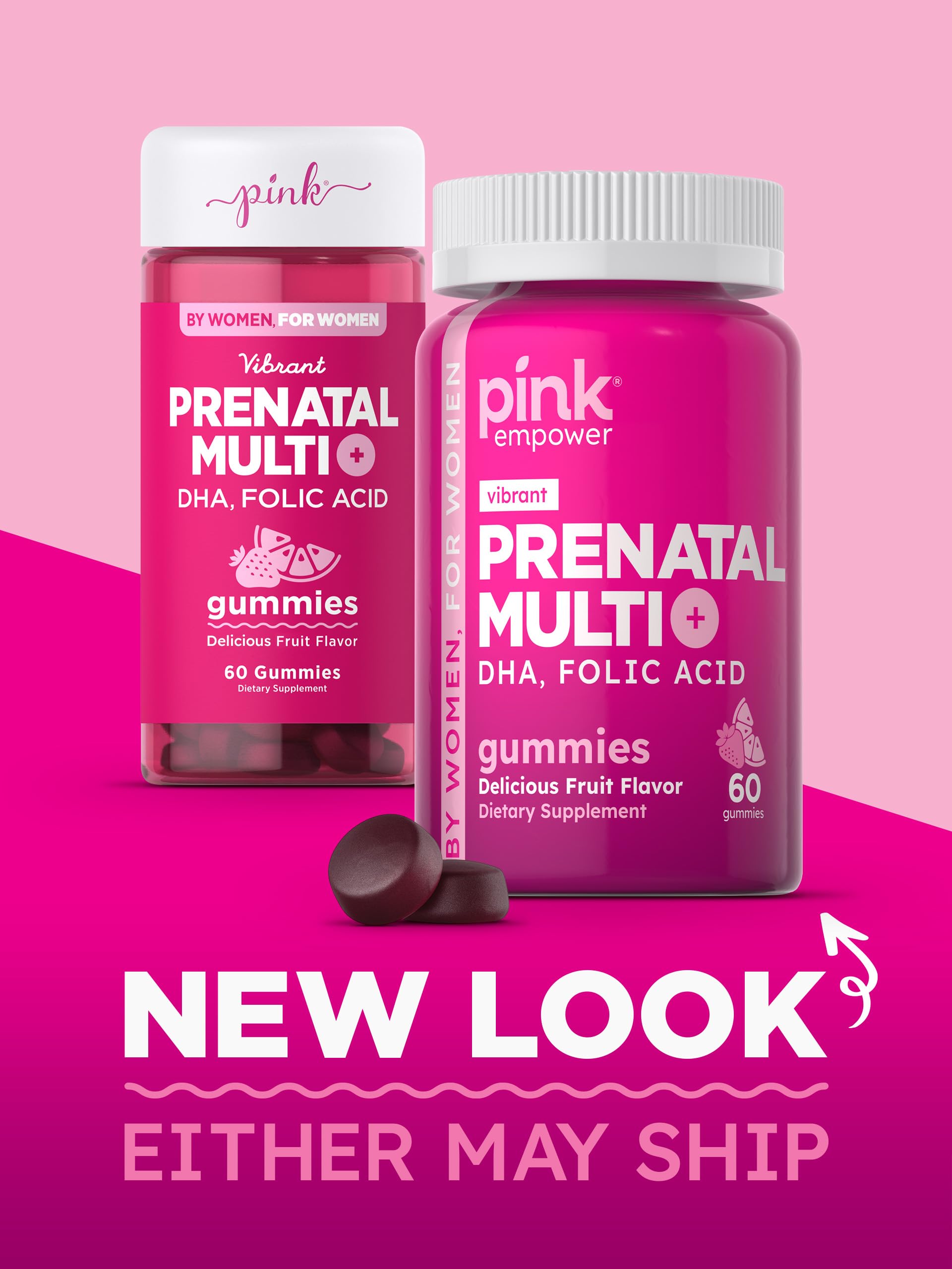 PINK Prenatal Gummies étui élégant: présentation soignée et pratique.