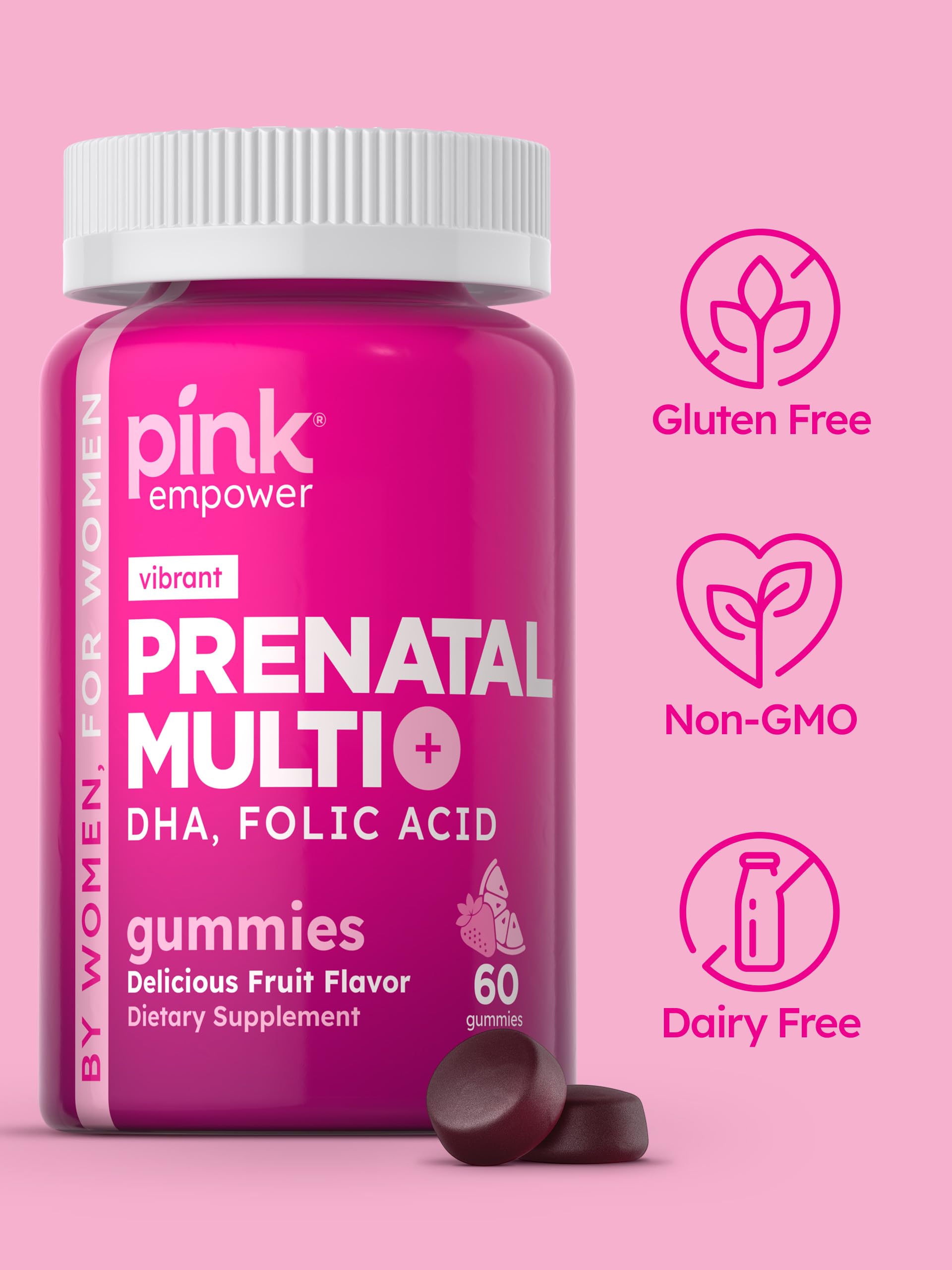 PINK Prenatal Gummies portions pratiques pour emporter lors des déplacements.
