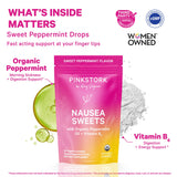 Bonbons menthe Pink Stork emballage individuel, pratique pour emporter partout.
