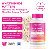 Capsules Pink Stork Cortisol Probiotic en prise, mise en avant d'un mode de vie équilibré.