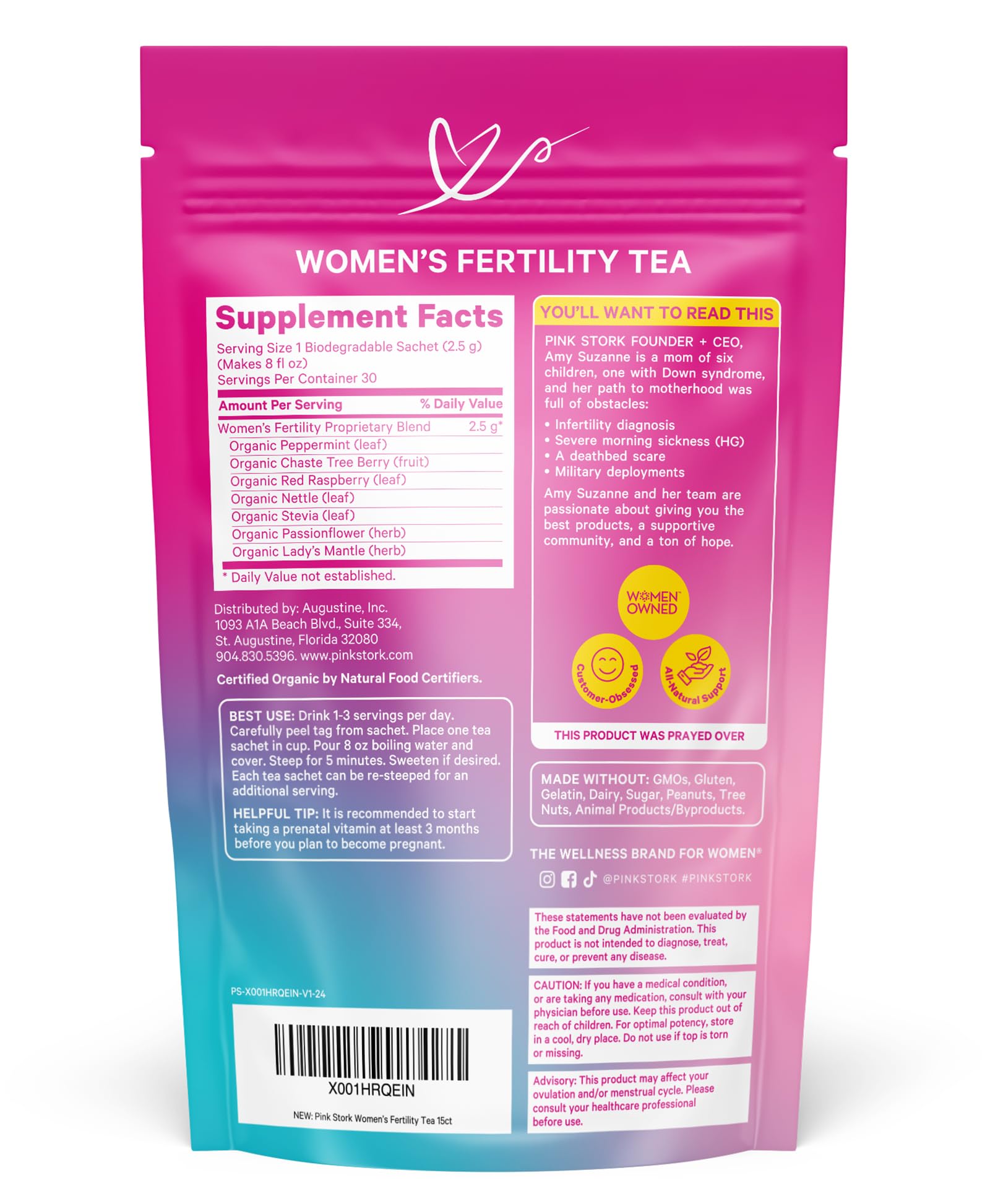 Pink Stork emballage compostable tisane: choix respectueux de l’environnement.