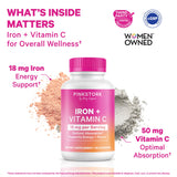 Pink Stork Fer 18 mg, gélules faciles a digérer et absorption.