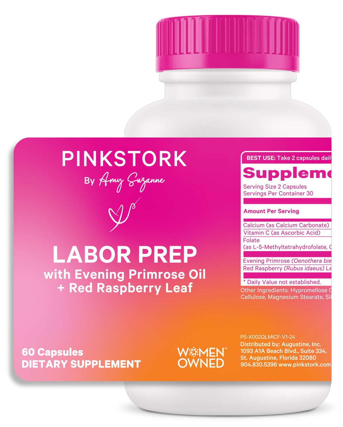 Bouteille Pink Stork Labor Prep avec huile d’onagre pour soutenir le travail
