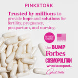 Capsules véganes Pink Stork Labor Prep près du flacon