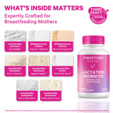 Capsules Pink Stork Lactation Probiotics prêtes à la prise quotidienne.