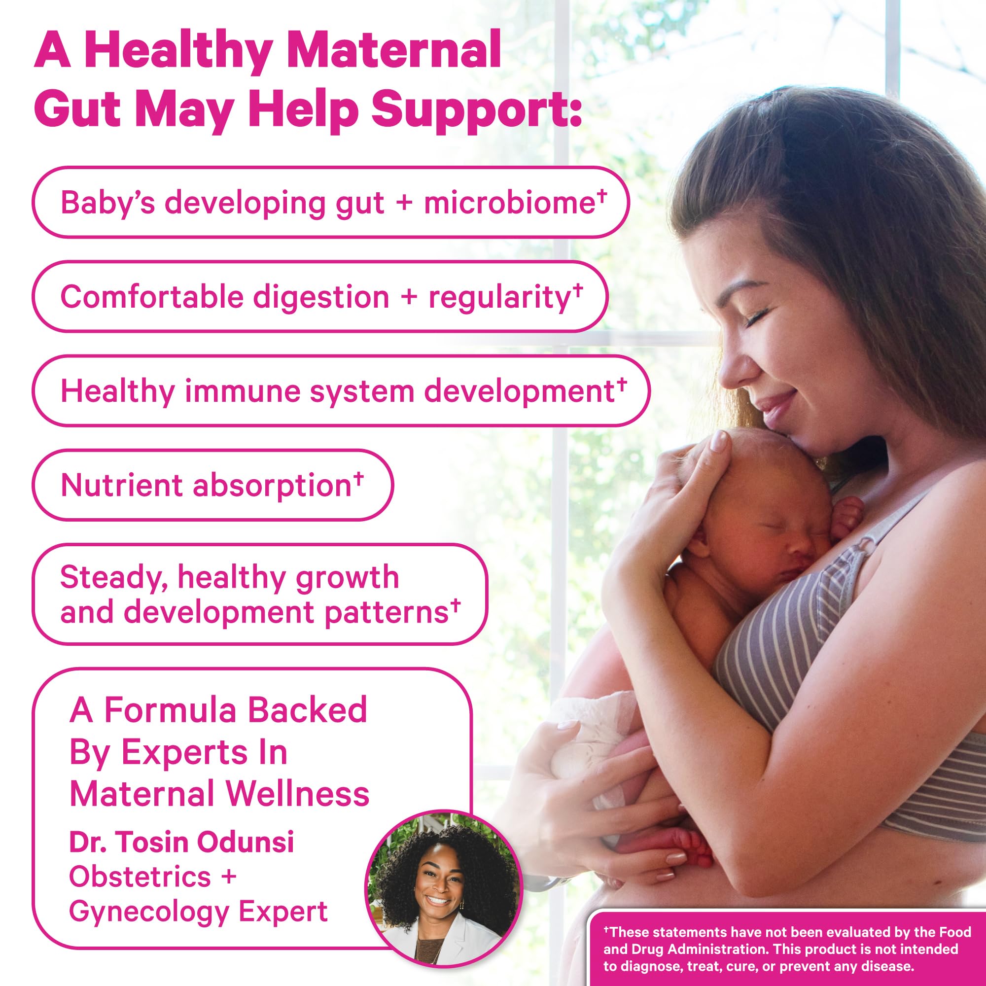 Étiquette Pink Stork Lactation Probiotics sur l emballage, clarté des ingrédients.