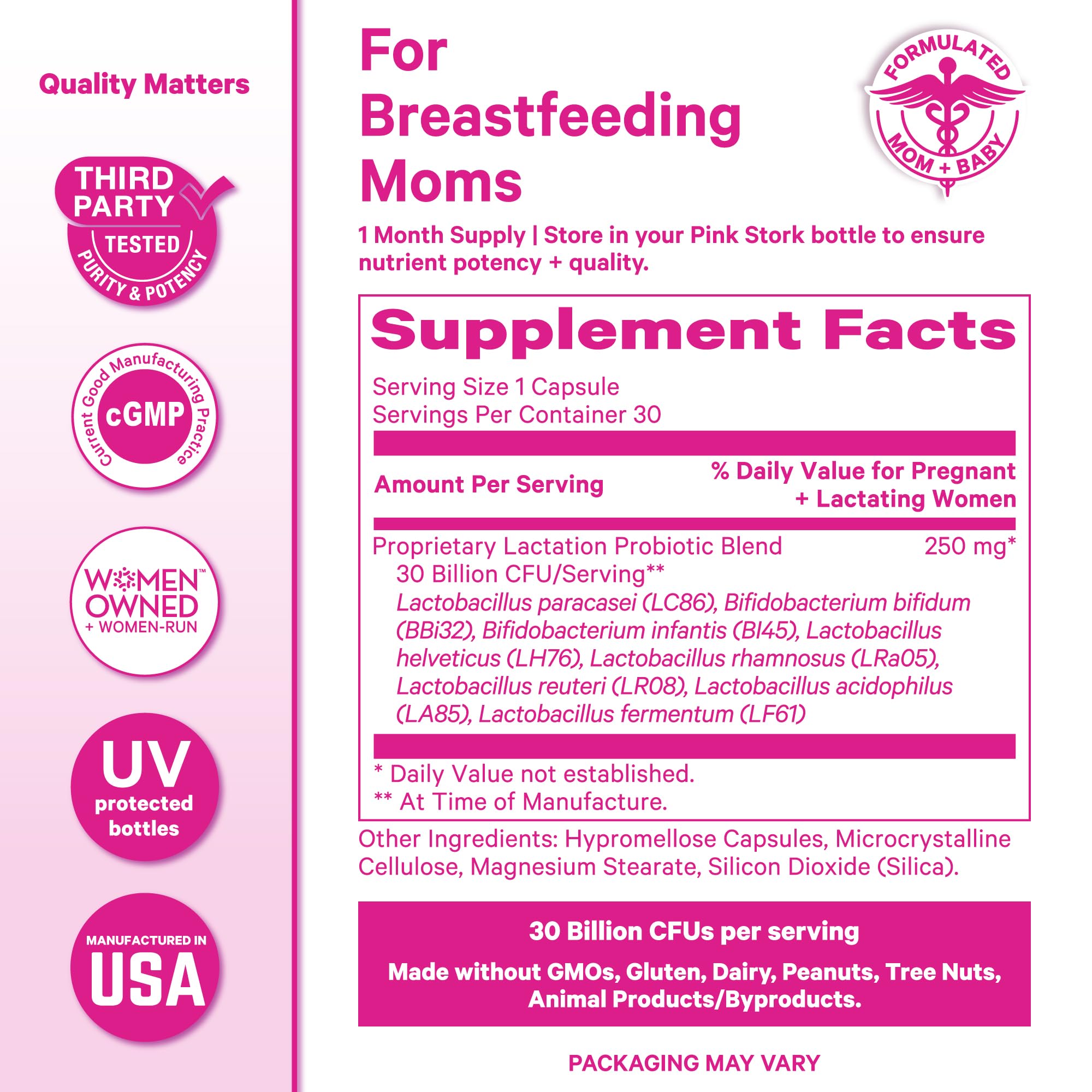 Rituel quotidien Pink Stork Lactation Probiotics intégré au petit-déjeuner.