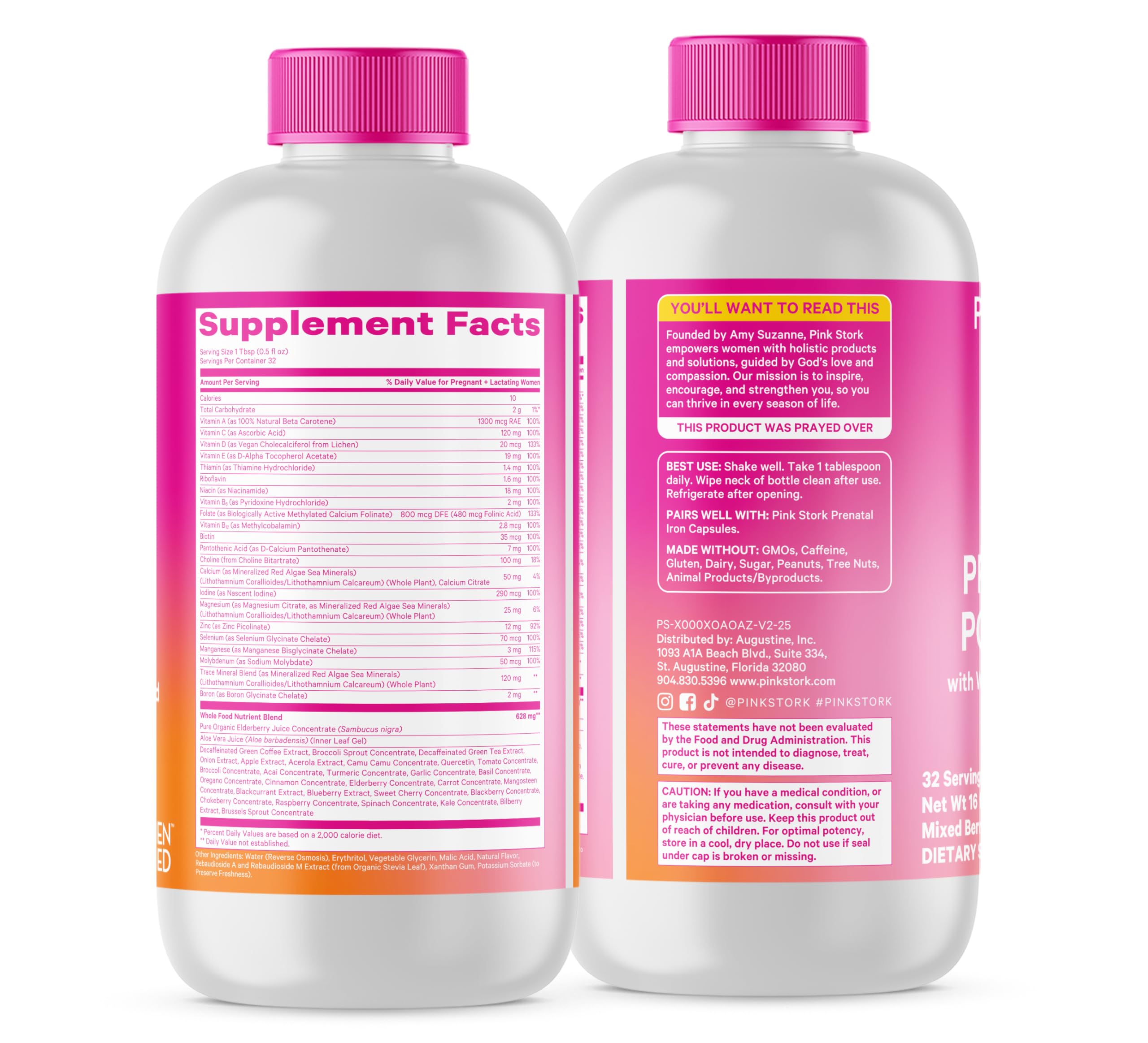 Logo Pink Stork sur emballage, fiabilité pour chaque étape prénatale