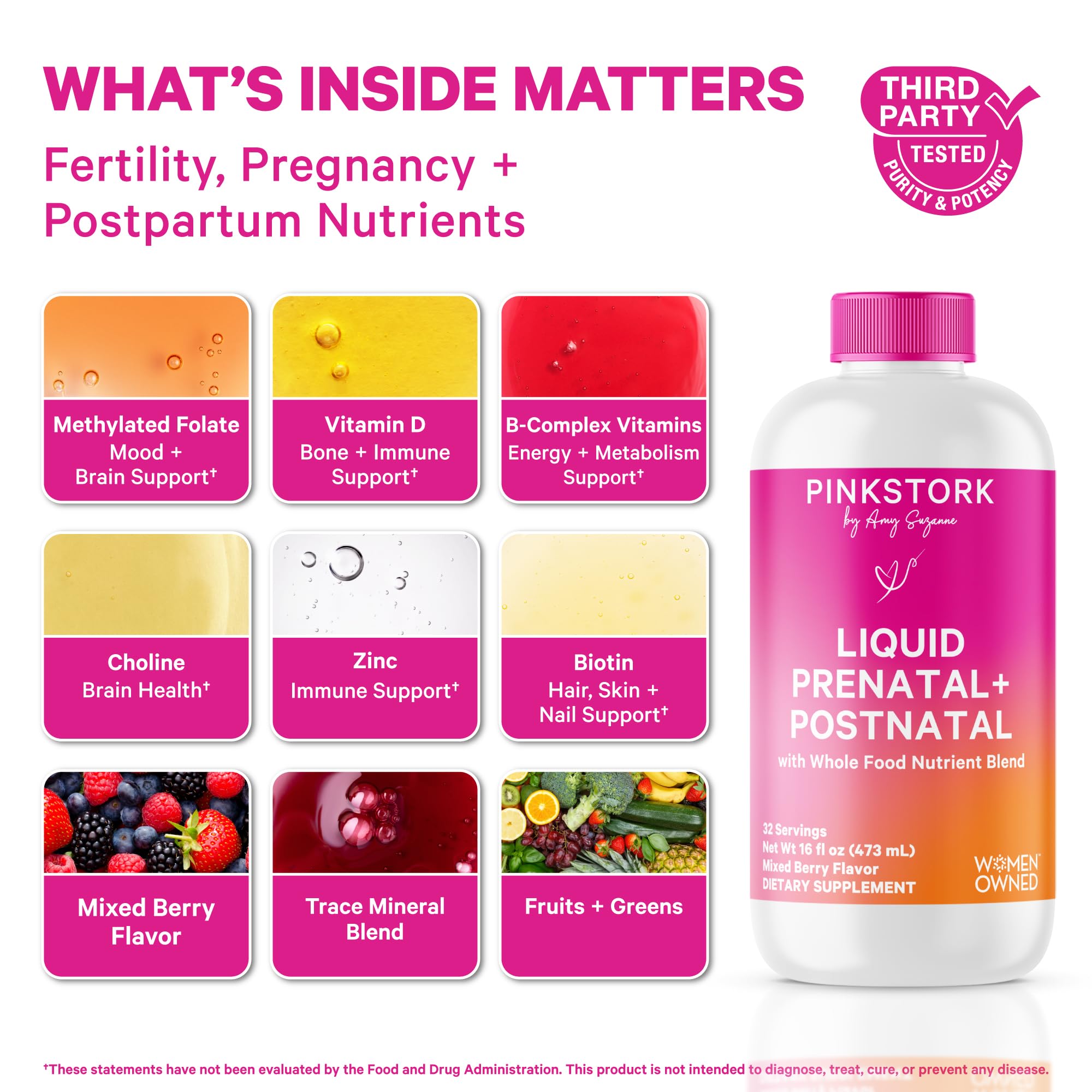Gouttes Pink Stork Liquid Prenatal pour absorption rapide et pratique