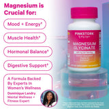 Pink Stork Magnesium Glycinate - bouteille ouverte, capsules prêtes à consommer rapidement.