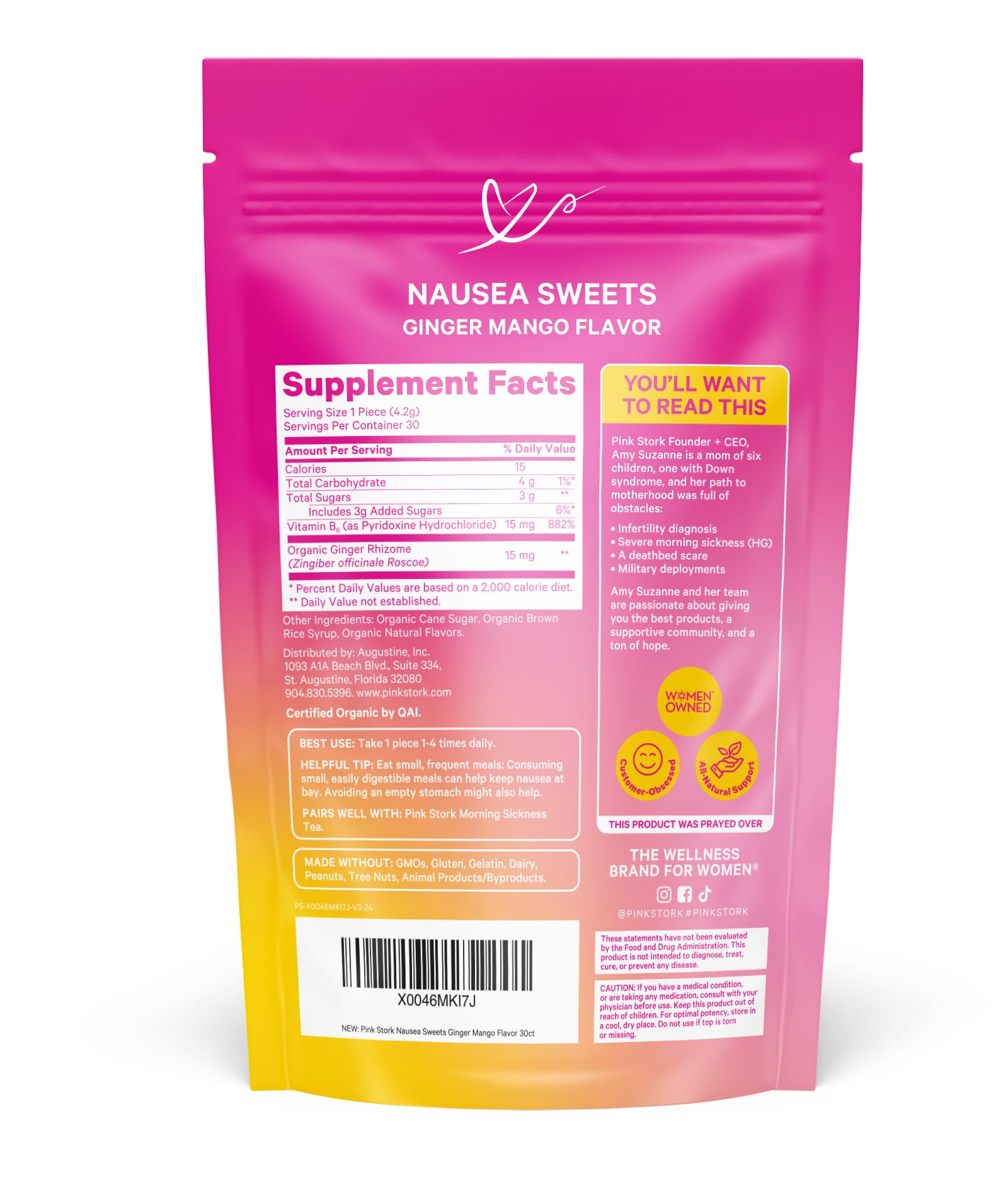 Pink Stork – maman en mouvement utilisant les bonbons