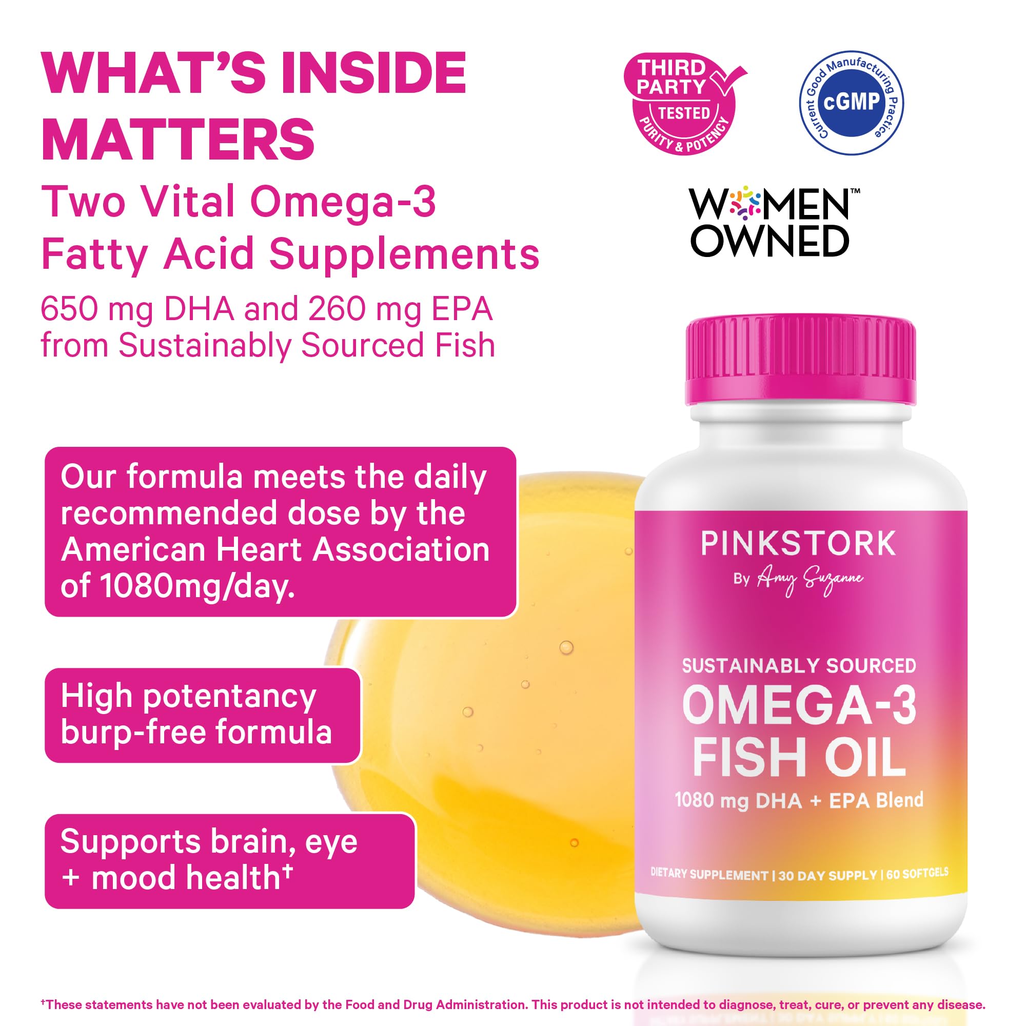 Pink Stork Omega 3 – Gélules sans arrière-goût et agréable.