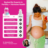 Gommes Pink Stork Premium Fertilité montrant les ingrédients clés pour l’équilibre féminin.