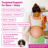 Mélange 7 souches Pink Stork pour soutien intestinal prénatal.