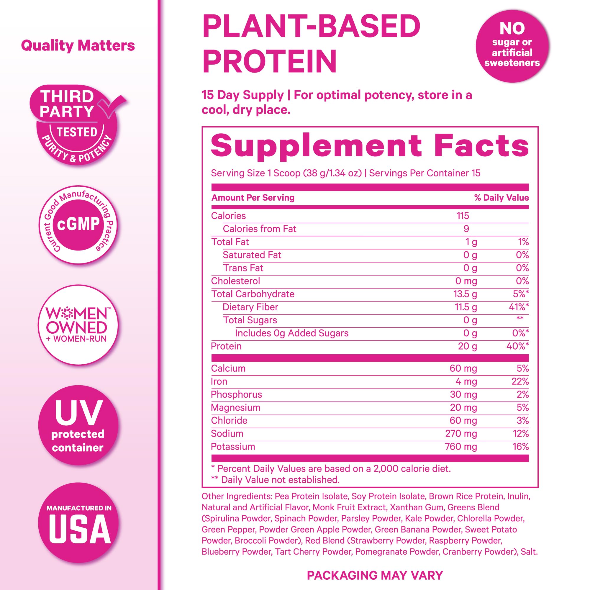 Pink Stork Protéine femmes vanille, sans gluten et sans lactose pour mode de vie actif.