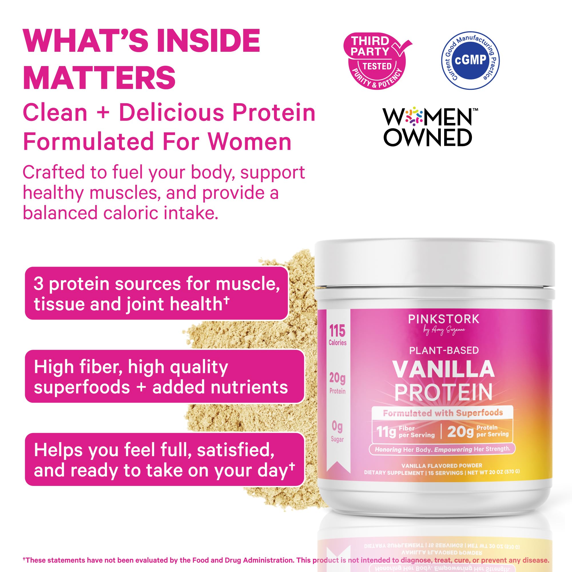 Pink Stork Protéine femmes vanille, texture lisse et sans grumeaux dans votre shake.