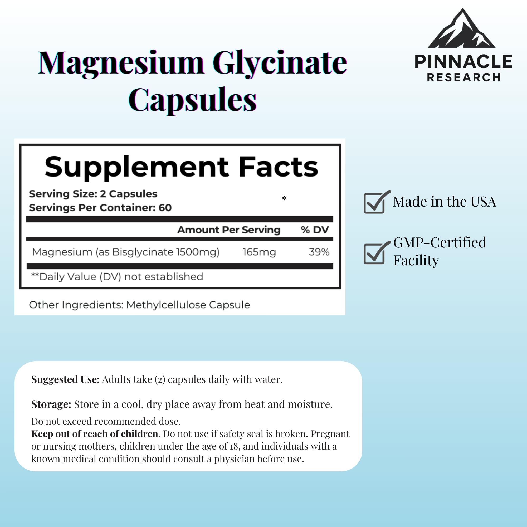 Pinnacle Research Magnésium Glycinate - Gélules: aide muscles et récupération